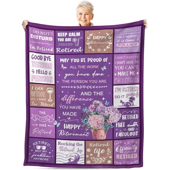 Retirement Gifts for Women Men, Retired Throw Soft Blankets for Bed 50x60 Inches Flannel Blanket, Happy Retirement Gifts for Coworker Friends Grandma Mom, Going Away/Farewell/Leaving