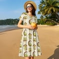 thumbnail image 4 of Uemuo Frogs Print Womens Summer Dress Casual Swing Short Sleeve Sundresses Beach A-line Shift Dress, 4 of 6