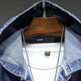 thumbnail image 7 of Soft Denim Jacket Men Jerdar Men Spring and Fall Solid Pocket Button Hooded Top Casual Coat, 7 of 7