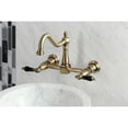 thumbnail image 2 of Kingston Brass KS1243PKL Duchess Wall Mount Bridge Kitchen Faucet, Antique Brass, 2 of 5