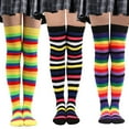 thumbnail image 6 of Hwoehyo Rainbow Luck Over The Knee Colorful Striped Personality Knit Socks, 6 of 6