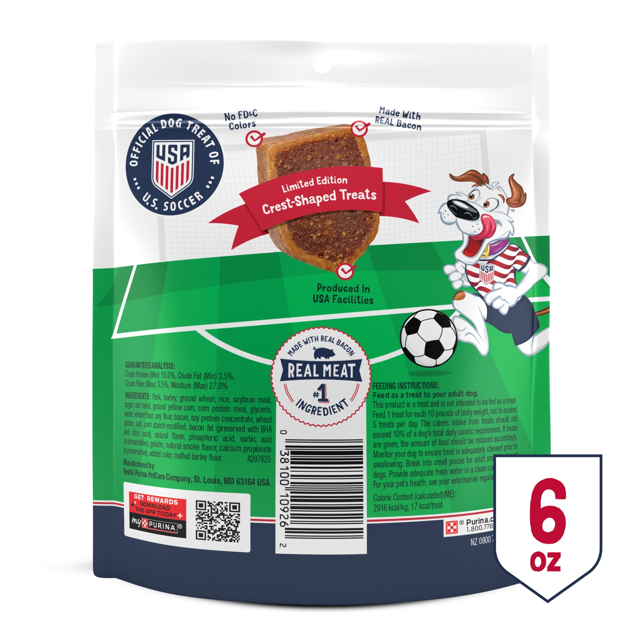 Beggin’ U.S. Soccer Crest-Shaped Dog Treats Made with Real Bacon, 6 oz