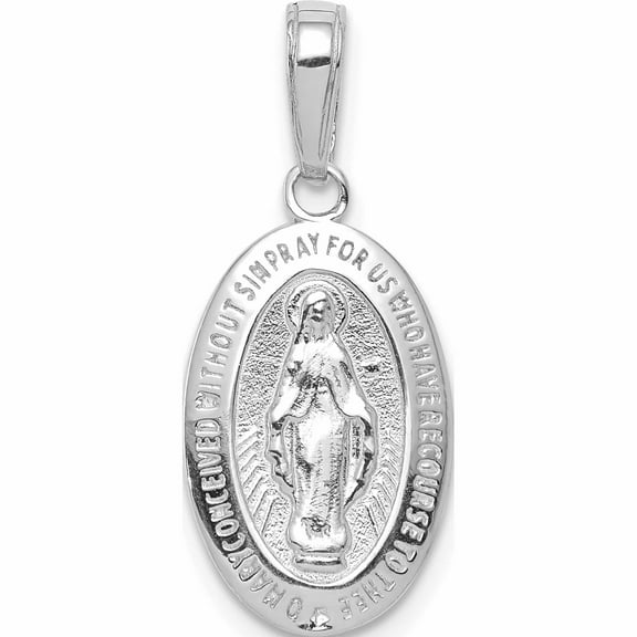 10K White Gold Miraculous Medal Pendant Made In United States -Jewelry By Sweet Pea