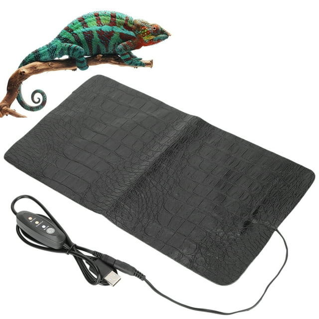 USB Reptile Heating Pad, PU Leather Adjustable Heat Mat for Tortoise Lizard Snake, Reptile Heat Pad with 3 Level Temperature Control for , Tortoise, Snakes, Lizard