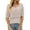Beige, variant on Women's Floral Crochet Short Sleeve Top with Round Neck Hollow Out Design Breezy Knit Blouse for Beach Vacation