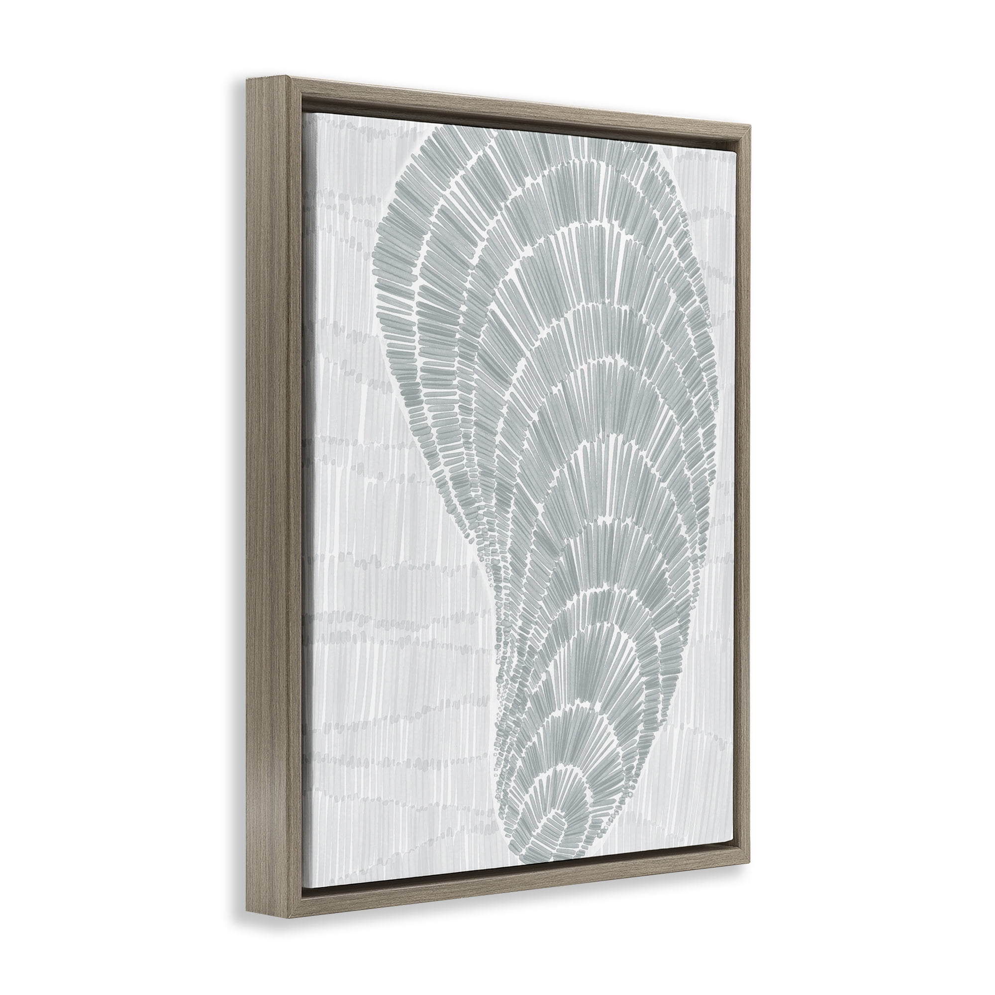Stupell Industries Sketched Oyster Shell Nautical & Beach Painting Brown Floater Framed Canvas Art Print Wall Art, 25 x 31