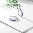 thumbnail image 4 of Gem Stone King 925 Sterling Silver Blue Tanzanite and Blue Sapphire Hoop Earrings for Women (3.35 Cttw, Round 4MM and 1.9MM, Gemstone Birthstone 1 inch Diameter), 4 of 4