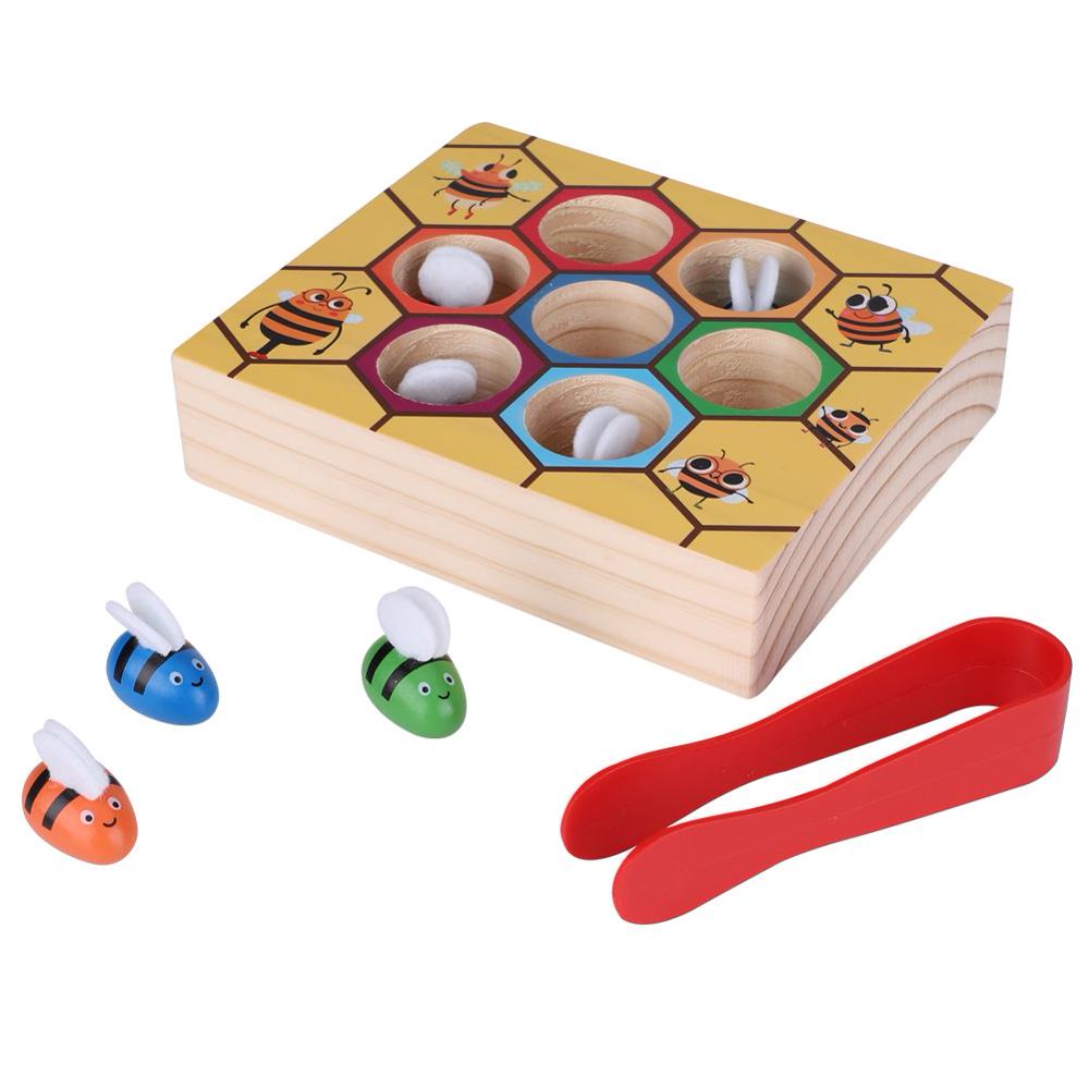 YLSHRF Educational Wooden Toy,Fun Bee Picking Toy Kids Hand Grasping