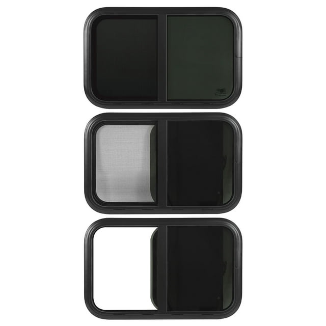 RV Sliding Window, 830 X 480mm Black Tinted Glass with Screen, Strong Aluminum Alloy Frame Trailer Window