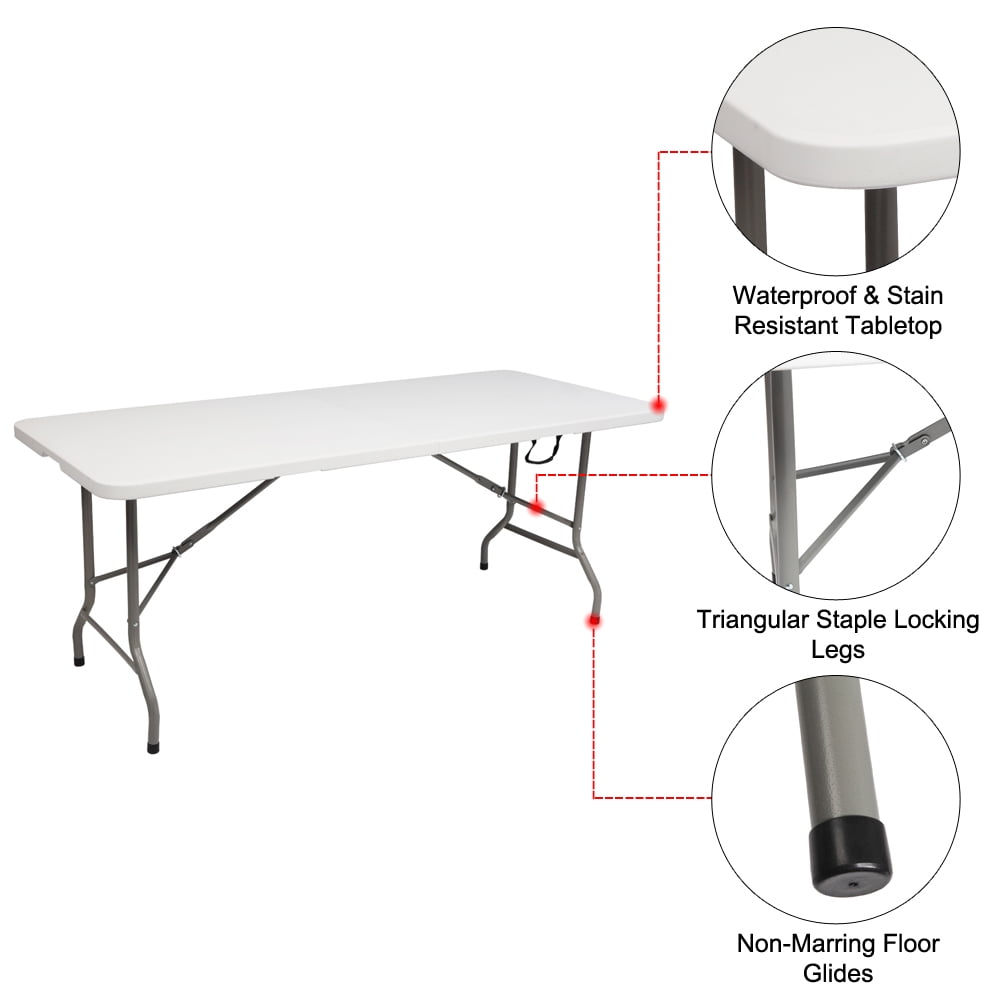 Lowestbest 6FT Picnic Table, Outdoor Courtyard Foldable Long Table, White Lowestbest 6FT Picnic Table, Outdoor Courtyard Foldable Long Table, White
