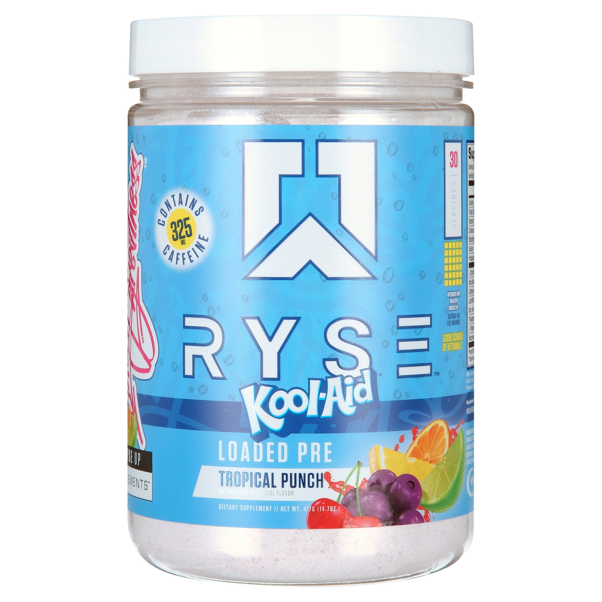 RYSE Loaded Pre Workout Powder Supplement for Men & Women | Pumps, Energy, Focus | Beta Alanine + Citrulline | 390mg Caffeine | 30 Servings (Kool Aid Tropical Punch)