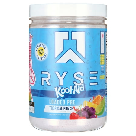 RYSE Loaded Pre Workout Powder Supplement for Men & Women | Pumps, Energy, Focus | Beta Alanine + Citrulline | 390mg Caffeine | 30 Servings (Kool Aid Tropical Punch)