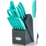 Marco Almond 14pcs Kitchen Cutlery Knife Block Set Built-in Sharpener