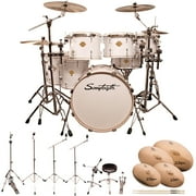 Sawtooth Command Series 7-Piece Drum Set Shell Starter Pack with Hardware & Zildjian S Family Cymbals, White ( box 1 of 3)