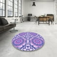 thumbnail image 4 of Ahgly Company Machine Washable Indoor Round Transitional Mauve Purple Area Rugs, 4' Round, 4 of 7