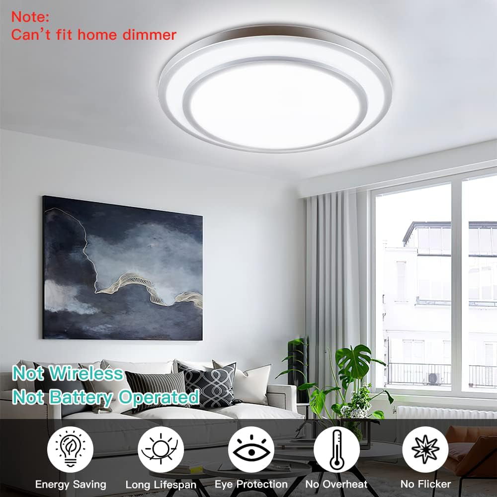 Depuley 20'' Modern Flush Mount Ceiling Light with Remote Sliver Low  Profile Ceiling light for Bedroom Living room Dining Room, Dimmable Color  Changeable