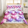 thumbnail image 1 of Erosebridal Housse de Couette Girly à Imprimé 3D Cœur d'Amour Simple, Ensembles de Literie Rose Violet Rêveur Taille Simple, Réversible 2 Pcs (Sans Couette), 1 of 7