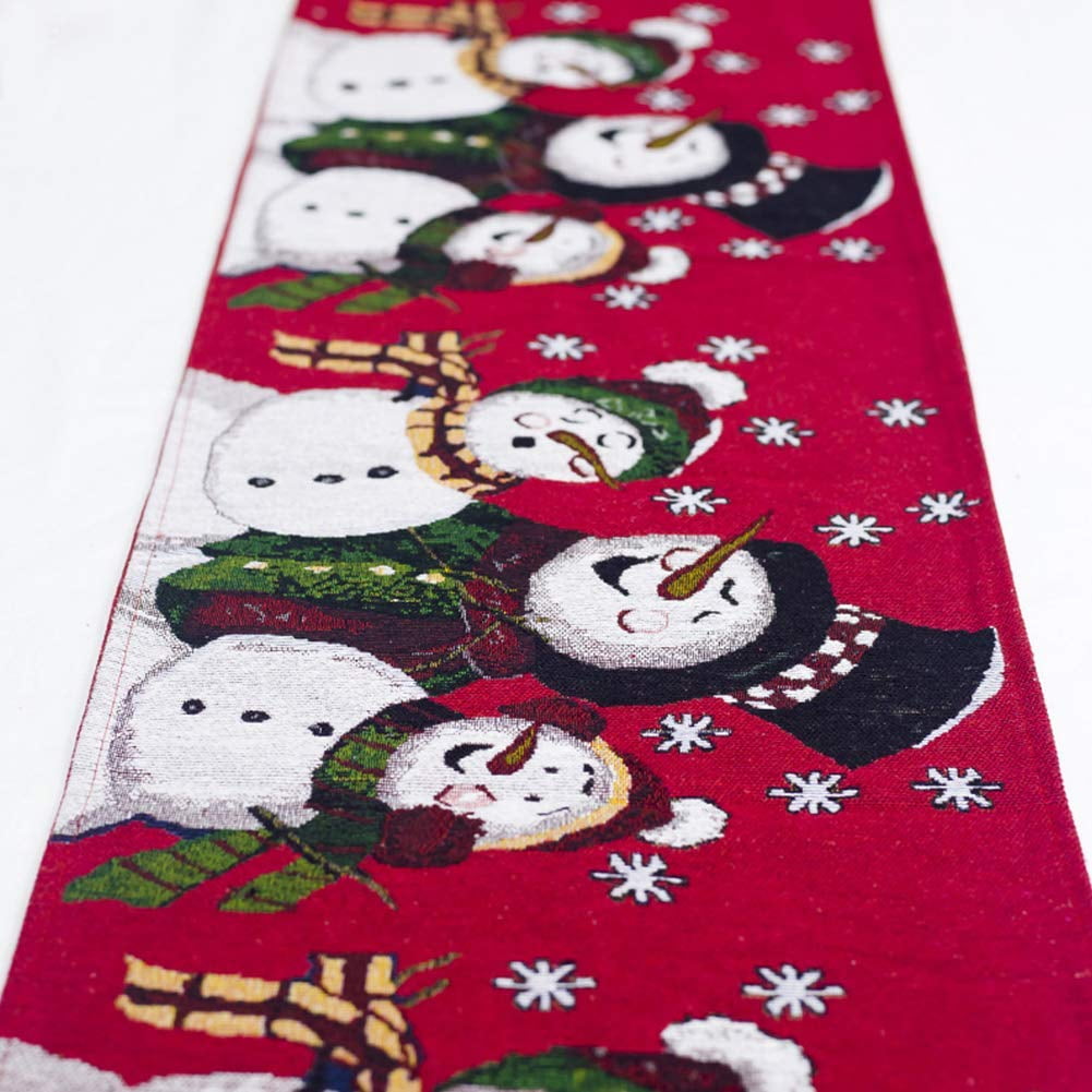 Christmas Tapestry Table Runner Country Snowmen 13" x36"  Holiday Winter 