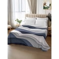 thumbnail image 2 of Navy Blue Ombre Flat Sheets Only Twin XL Size, Soft Breathable Bed Top Sheets for Mattress, Modern Geometric Moire Abstract Art Luxury Bedding Flat Sheets for Home Hotel Bedroom Bed Protection, 2 of 9
