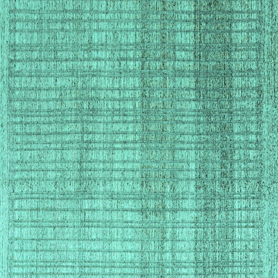 Ahgly Company Machine Washable Indoor Square Solid Turquoise Blue Modern Area Rugs, 3' Square