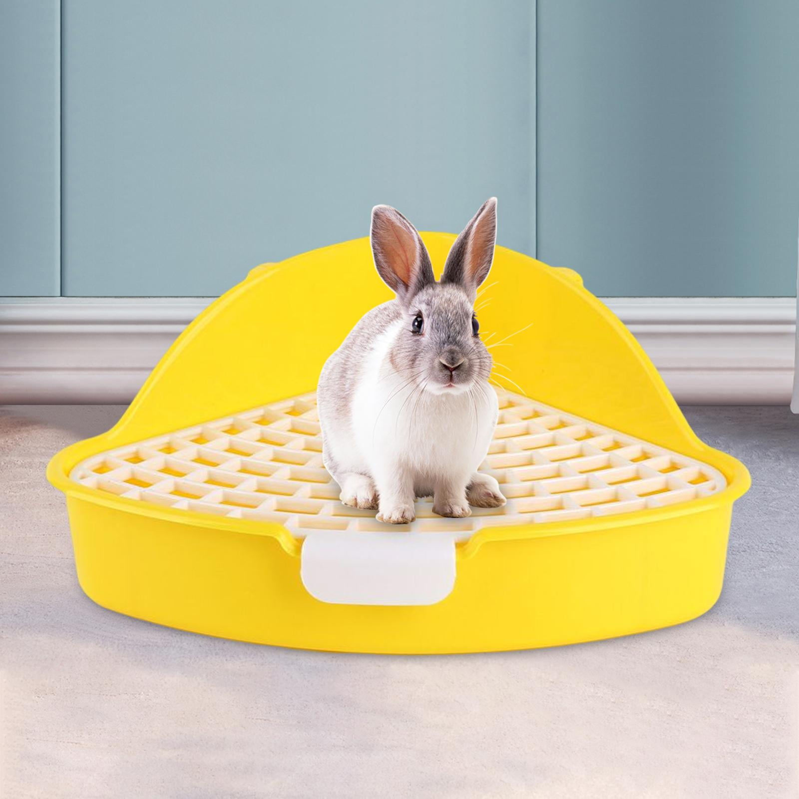 GROWTH TANK Triangle Rabbit Litter Box Pet Pan Toilet for Bunny Rabbit Cage Accessories Yellow