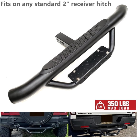 Black 36" Towing Hitch Trailer Tow Hitch Step Bar Drop Step 3" Round Curved Rear Bumper Guard for 2" Receiver SUV Pickup Truck