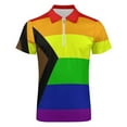 thumbnail image 4 of The Progress Pride Flag All The Colours of The Rainbow Men Zipper T-shirt Summer Casual Short Sleeve T-shirt Top, 4 of 7