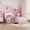 Pink and white, variant on Kselythan Twin Platform Bed Frame, Wave Headboard Bed with RGB LED, Soft Boucle Fabric Girl Bed, Sturdy Wood Slats, No Box Spring Needed, Easy Assembly Bedroom Set