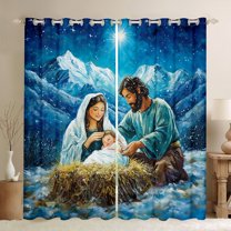 jejeloiu Oil Painting Curtains Pack of 2 (42x84 Each),Christmas Theme Curtains Blackout,Happy New Year Bedroom Curtains For Men Women,Lightweight Room Decor
