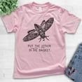 thumbnail image 2 of Kids Put The Lotion In The Basket Shirt, Youth Kids Boy Girl T-Shirt, Funny Halloween Horror Movie Graphic Tee, Light Pink, Small, 2 of 4