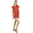 thumbnail image 6 of Bimba Womens Floral Satin Red Pj Set Buttondown Shirt Shorts Night Dress-4, 6 of 9