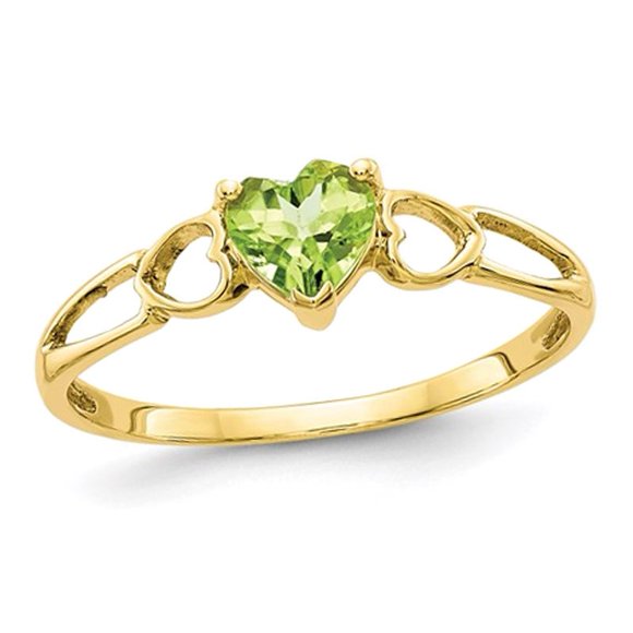 2/5 Carat (ctw) Peridot Heart Ring in 10K Yellow Gold (SIZE 7)