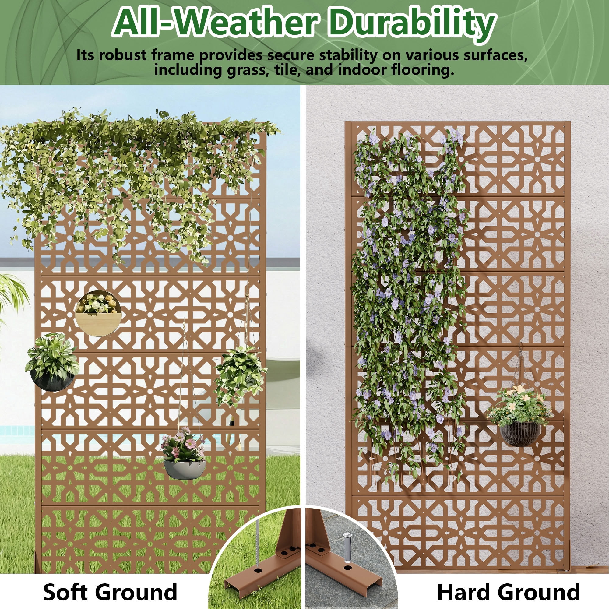 MAYEERTY 72*35in Outdoor Privacy Screen, Heavy Gauge Metal Privacy Fence, Decorative Privacy Panel for Patio, Balcony, Garden