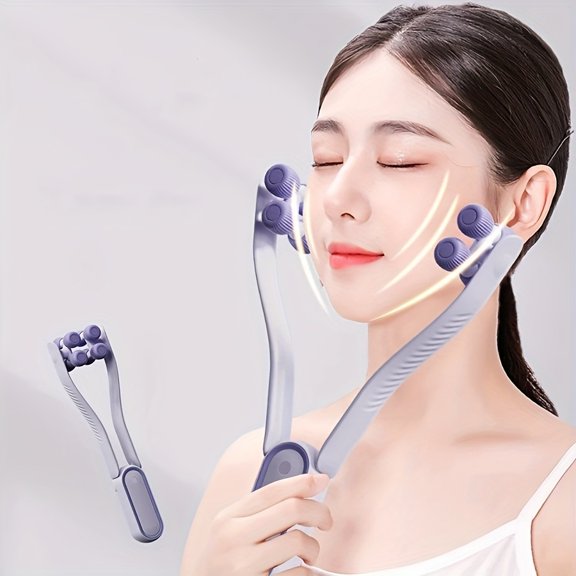 Facial Massage Roller Manual Face Slimming Tool Helps Reduce Double Chin, Massages Jaw Muscles, Eliminates Edema, Beauty Device, No Batteries Required, Portable Face Slimming Tool, Gift Box Packaging