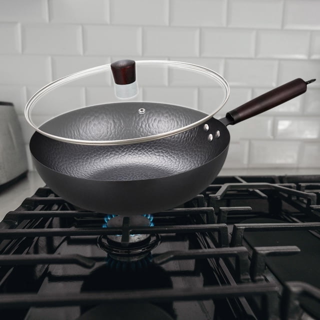 Wok Antiadherente Macarena Sartén Wok Hierro Forjado 32 cm Con Tapa