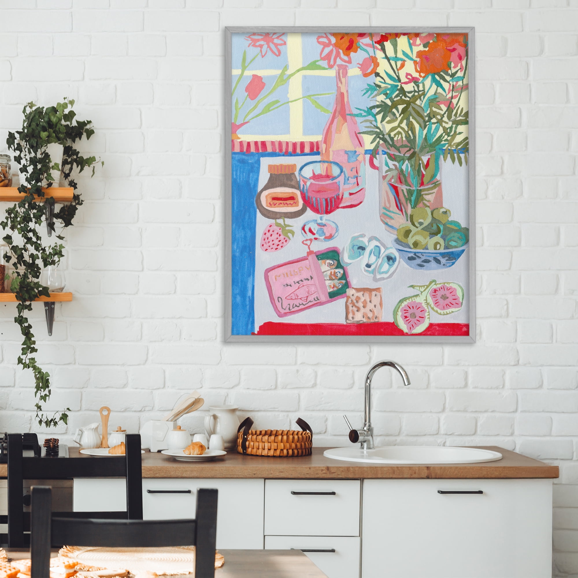 Stupell Industries Red & Blue Table Setting Gray Framed Giclee Art, design by Melissa Wang