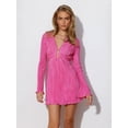 thumbnail image 3 of Vestido elegante de Color sólido para mujer, mangas acampanadas, cintura alta, manga larga, falda acampanada, ajuste Delgado Simple, vestido con cordones, 3 of 5