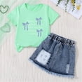 thumbnail image 4 of Ensemble Jupe en Denim à Col Rond et Manches Mi-Longues pour Filles, Tenue Décontractée 2 Pcs avec Taille Élastique, 4 of 6