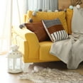 thumbnail image 3 of Bohemian Faux Leather and Striped Throw Pillow, 3 of 6