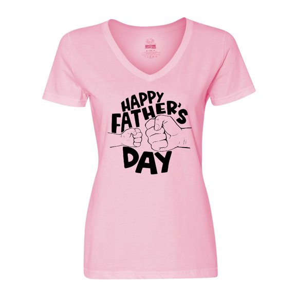 Inktastic Happy Father's Day Parent-Child Fist Bump Women's V-Neck T-Shirt
