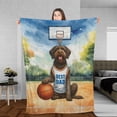 thumbnail image 3 of Happy Father's Day Wirehaired Pointing Griffon Playing Basketball with Best Dad Jersey Cozy Fleece Blanket Dog Lover Warm Soft Throw Blanket - 13006, 3 of 5