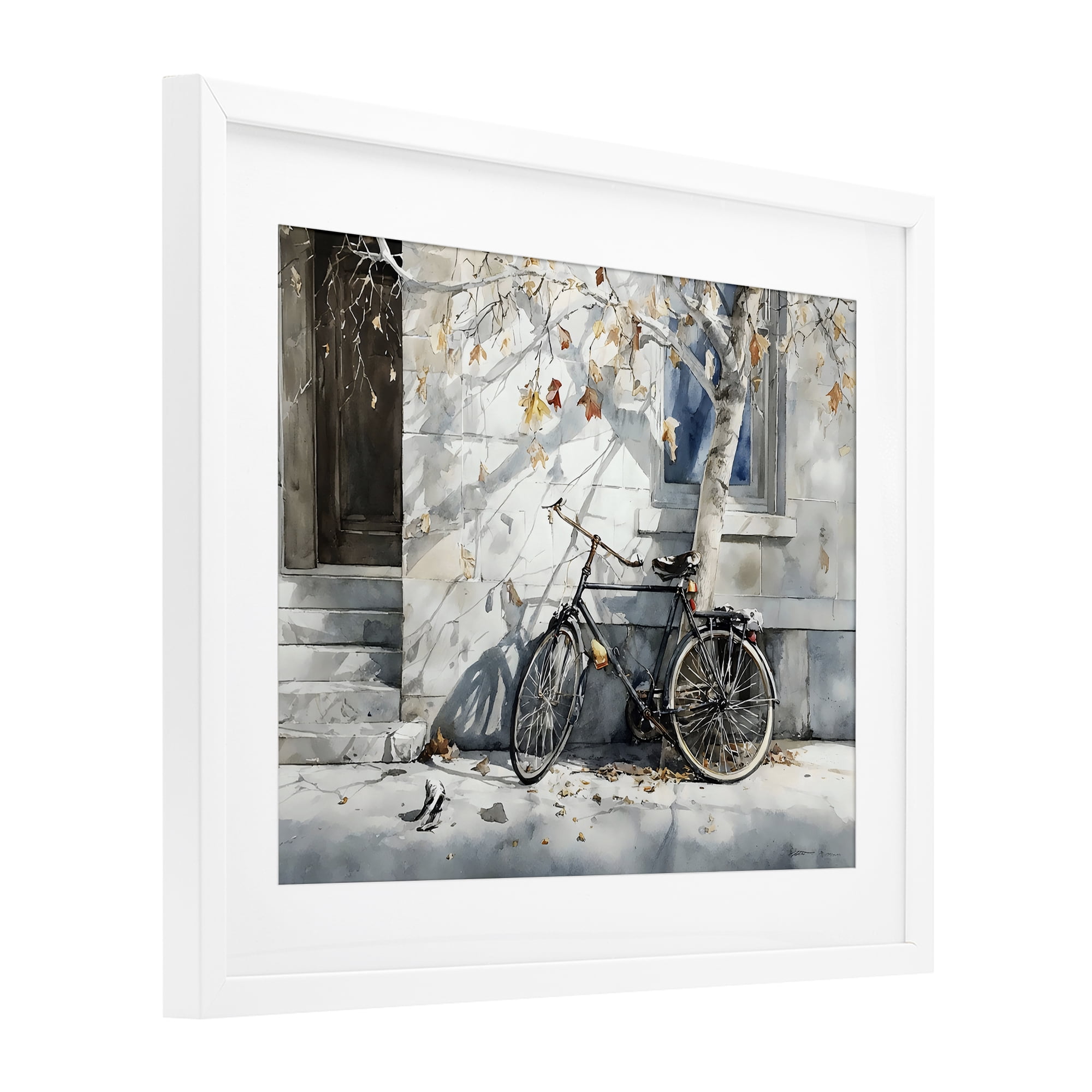 Stupell Industries Autumn Ride on Quiet Street White Framed Print Under Glass, design by Franklyn Gregory