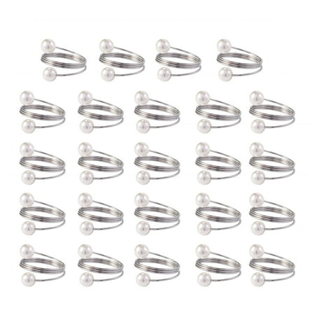

UNTERING 24Pcs Double Pearls Napkin Rings Wedding Napkin Buckles for Dinner Christmas Thanksgiving Party Banquets Table Decor