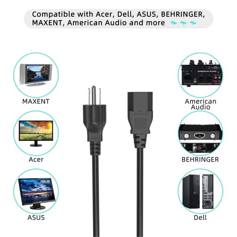 PGENDAR AC Power Cord Cable For ASUS TUF Gaming VG249Q3A VG249QL3A