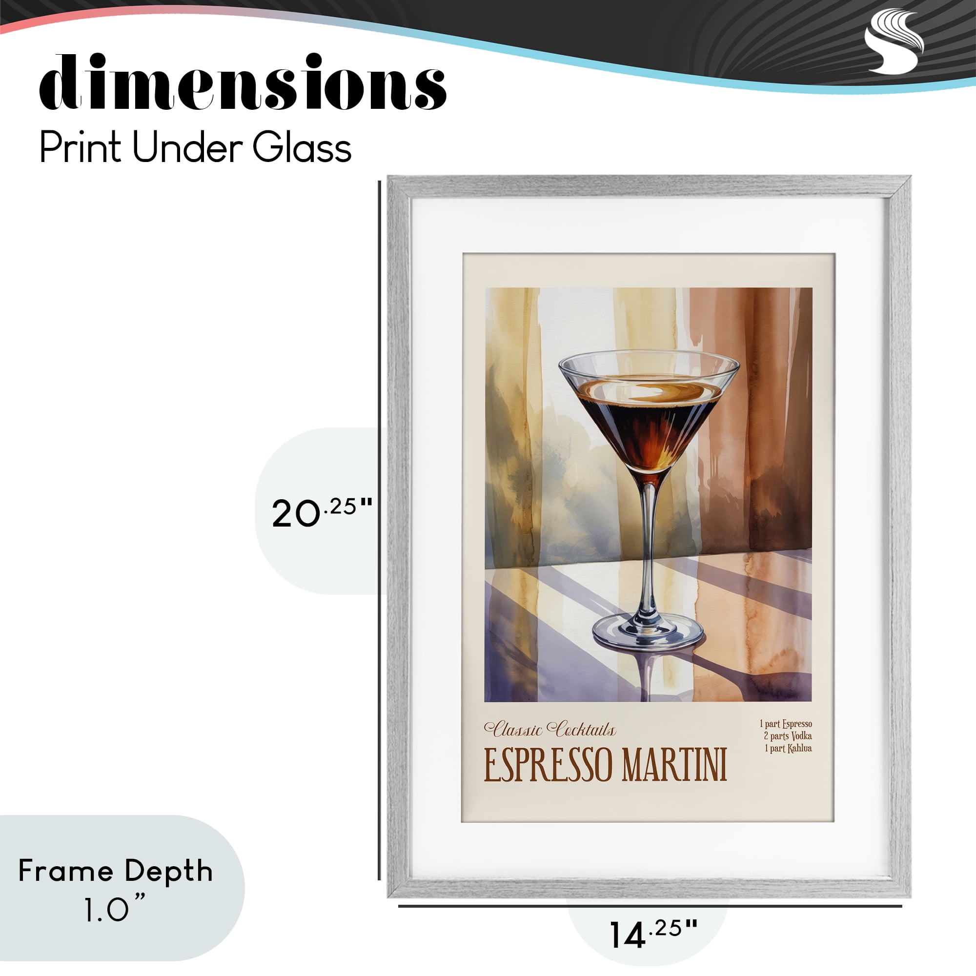 Stupell Industries Espresso Martini Sun Reflection Gray Framed Print Under Glass, design by Andreas Magnusson