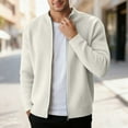 thumbnail image 2 of IWRICH Men's Ribbed Stand Collar Knit Jacket Full Zip Textured Cardigan for Casual Office Wear White XL, 2 of 4