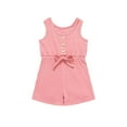 thumbnail image 1 of WEIYLL Rompers for Girls Summer Sleeveless Bow Cotton Button Knit Summer Soft Solid Color Watermelon Red Toddler Overalls for 2-3 Years, 1 of 6