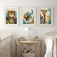 thumbnail image 3 of Safari Animal Nursery Canvas Wall Art Cute Watercolor Elephant Giraffe Lion Pictures Wall Decor Colorful Jungle Animals Posters Painting Prints for Kids Room Baby Boys(only canvas), 3 of 6