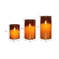 thumbnail image 3 of Fall Decorations Flickering Flameless Candles Battery Operated Acrylic LED Pillar Candles Ivory White Set Of 3, 3 of 4