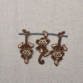 thumbnail image 2 of Three Monkeys - Hanging on a Limb - Iron On Embroidered Applique Patch, 2 of 2